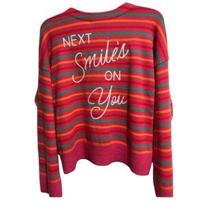 NEW NWT Kerri Rosenthal Striped Embroidered Next Smile’s On You Sweater